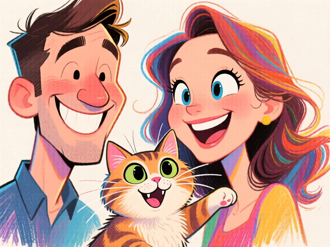 A couple and a cat.