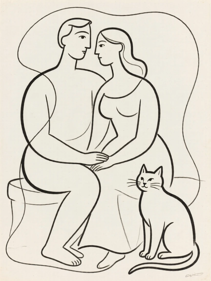 a couple and a cat.