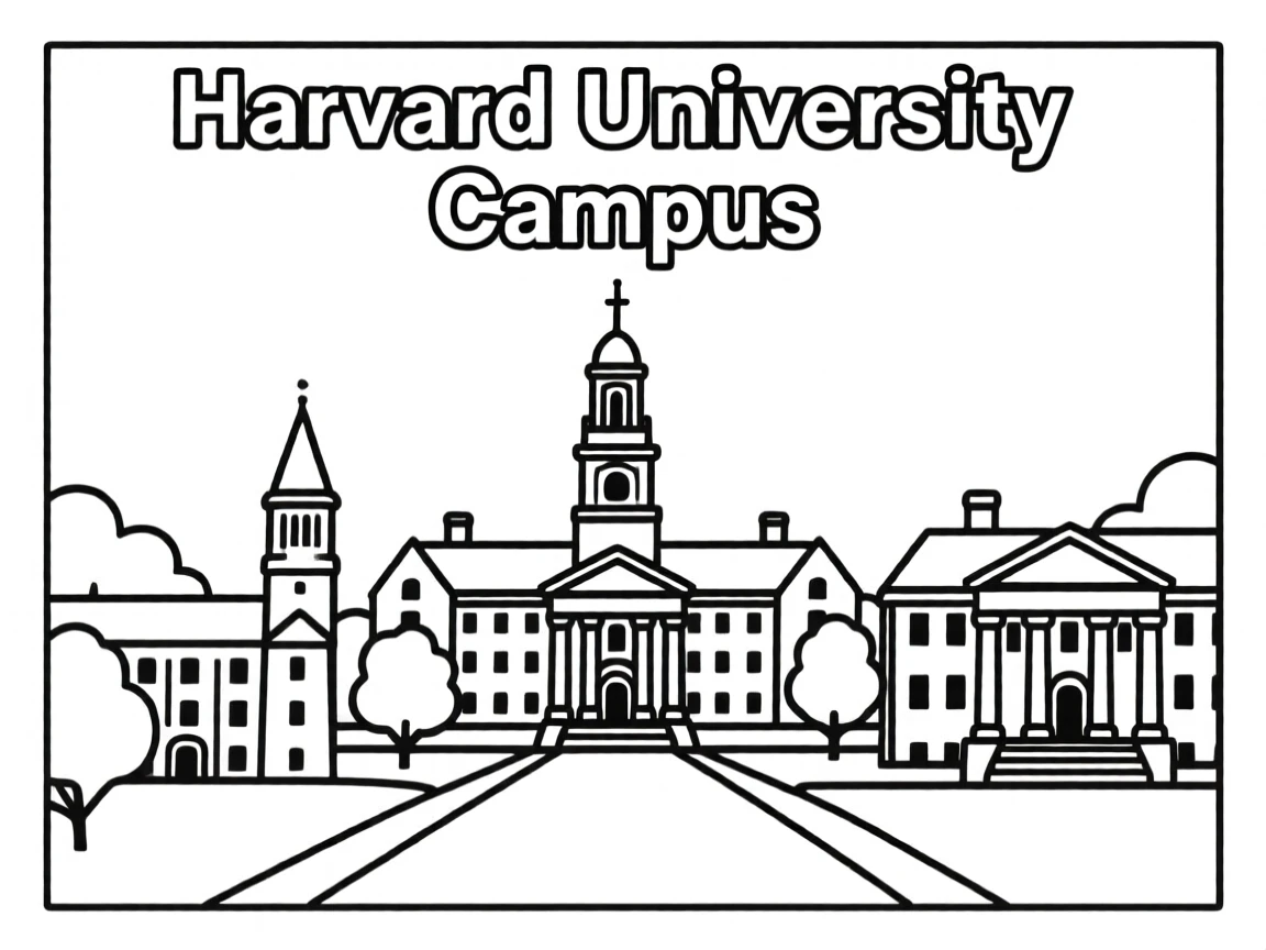 Harvard University campus, detailed