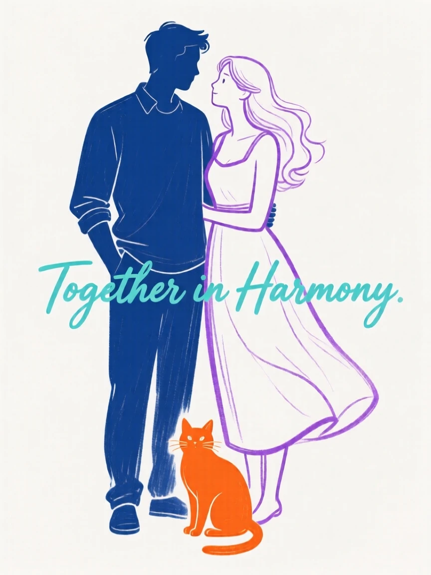 a couple and a cat.