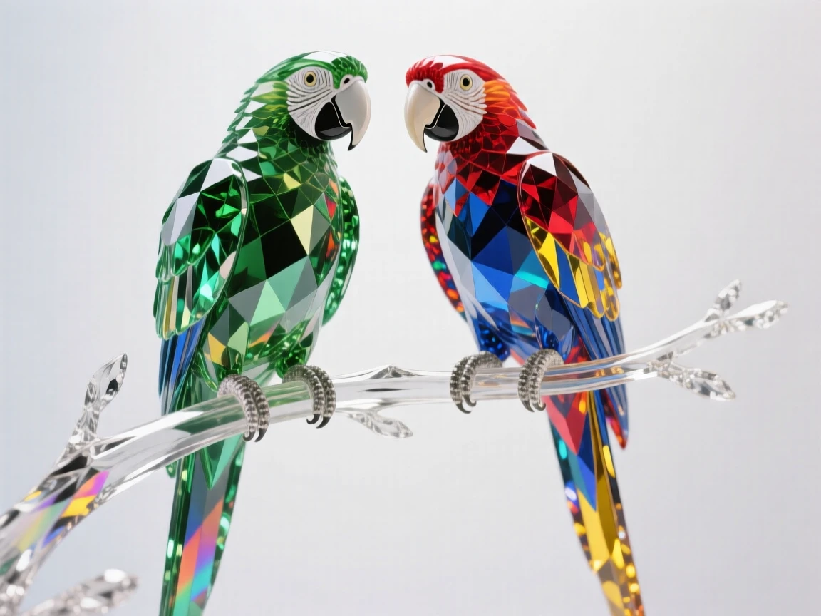 Two Parrots standing on a branch