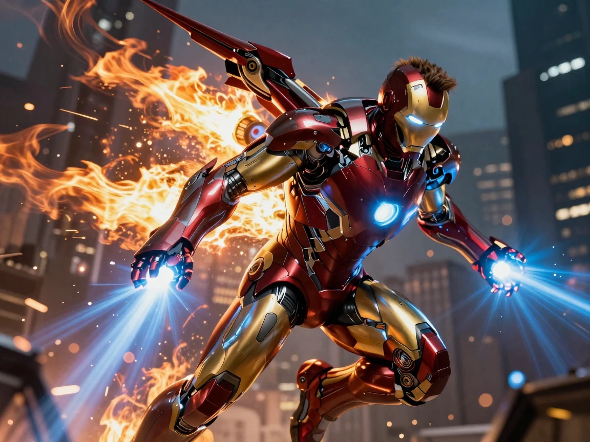 make the [mark 85] nanotech where the suit spreads all over his body to form the suit also in the movie he has a thing that comes out of his back to help him fly also make the fire come out of his back thrusters and his repulsors