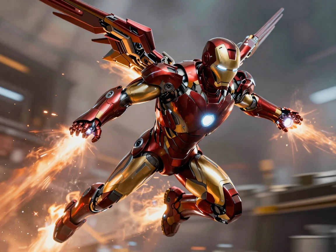 make the [mark 85] nanotech where the suit spreads all over his body to form the suit also in the movie he has a thing that comes out of his back to help him fly also make the fire come out of his back thrusters and his repulsors