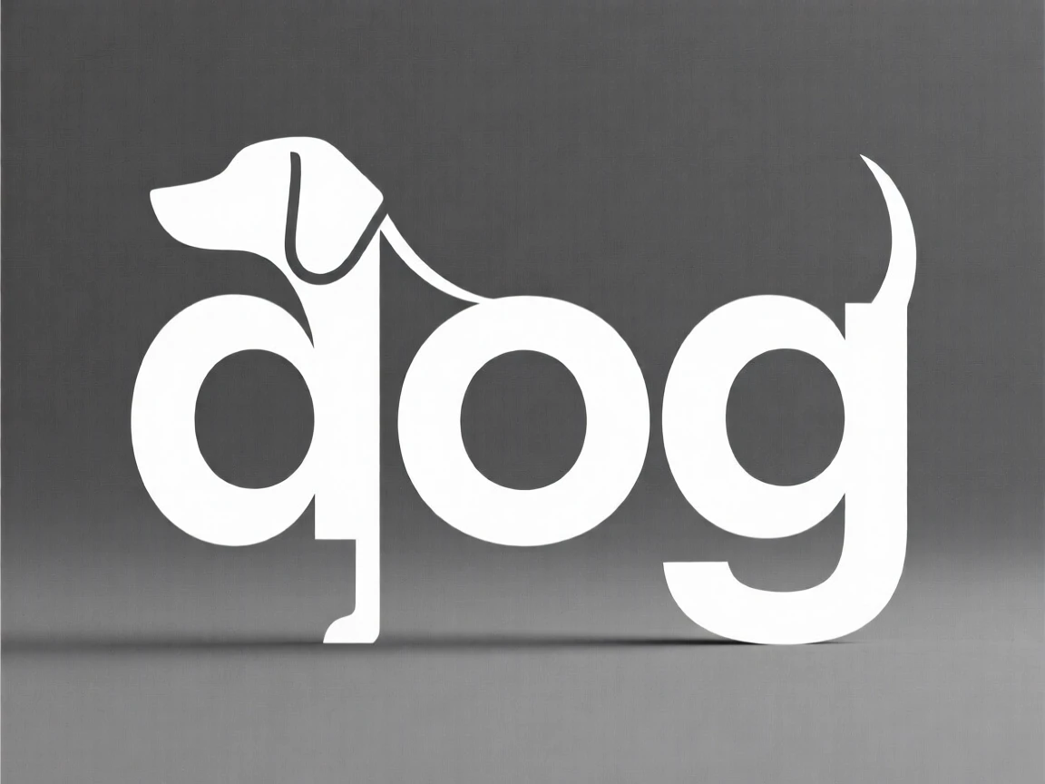 create a minimal artistic abstract representation of a dog, absolute minimum but creative, use the medium of typography and a single word