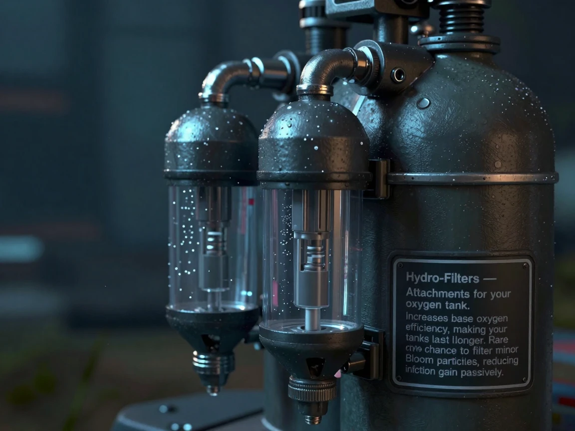 can u make me a realistic reference image for blender for my Roblox horror game that's 
Create an image of can u make me a realistic reference image for blender for my Roblox horror game that's 
Hydro-Filters
Attachments for your oxygen tank.
Increases base oxygen efficiency, making your tanks last longer. Rare chance to filter minor Bloom particles, reducing infection gain passively.