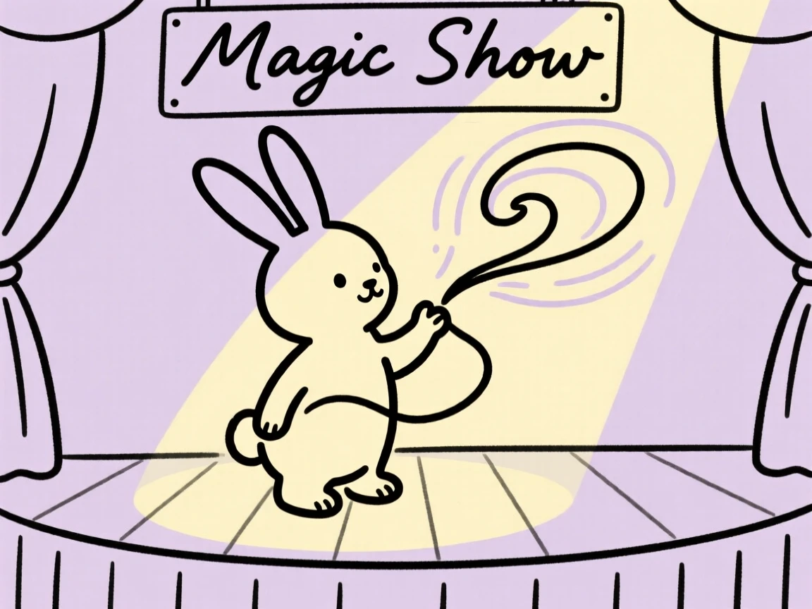 a cute bunny is performing magic on the stage