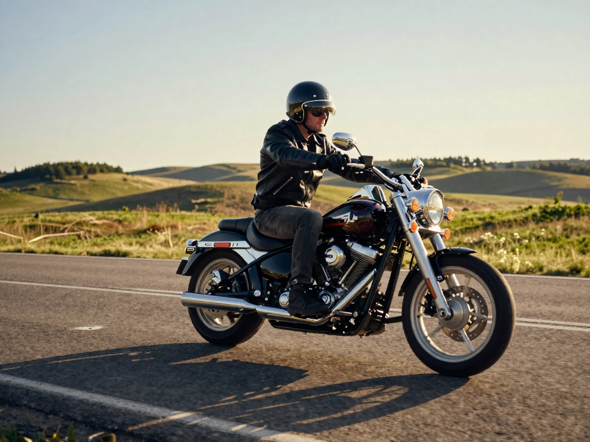 A biker is riding a bike on the road