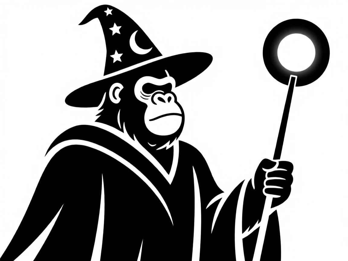sketch of a gorilla wizard