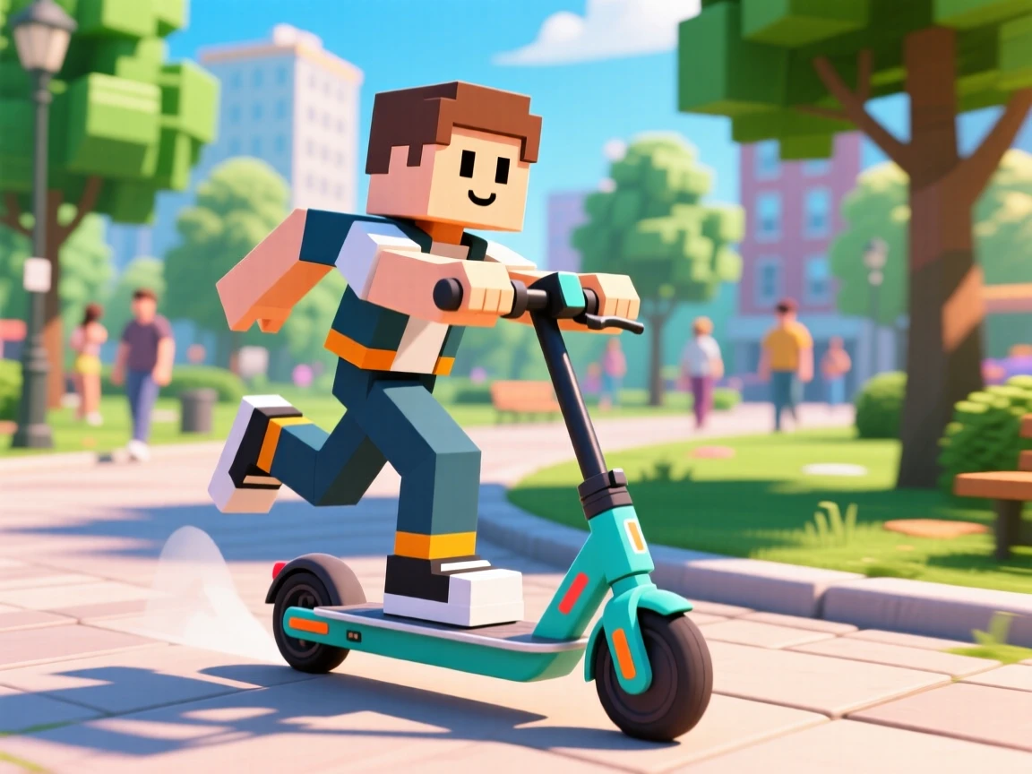 make a roblox avatar but drawed and on a scooter