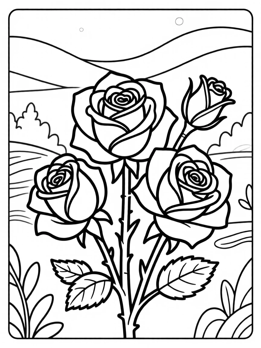 A highly detailed, emotional sketch-style illustration of roses, but with no color. The scene captures a deep sense of joy and peace, with fine linework emphasizing beautiful pedals that bring out the intricate textures and subtle movements within the composition. The background features a softly lit natural environment, harmonizing with the central subject, adding to the overall atmosphere. Every aspect, from the delicate play of light and shadow to the subtle elements of nature, such as leaves or wind, is rendered with thoughtful shading and delicate strokes to convey a sense of calm and reflection but also has no color. The image evokes a strong emotional response through its balanced composition and use of perspective, creating a visual narrative that feels both intimate and expansive. --sref 553469723 --v 7