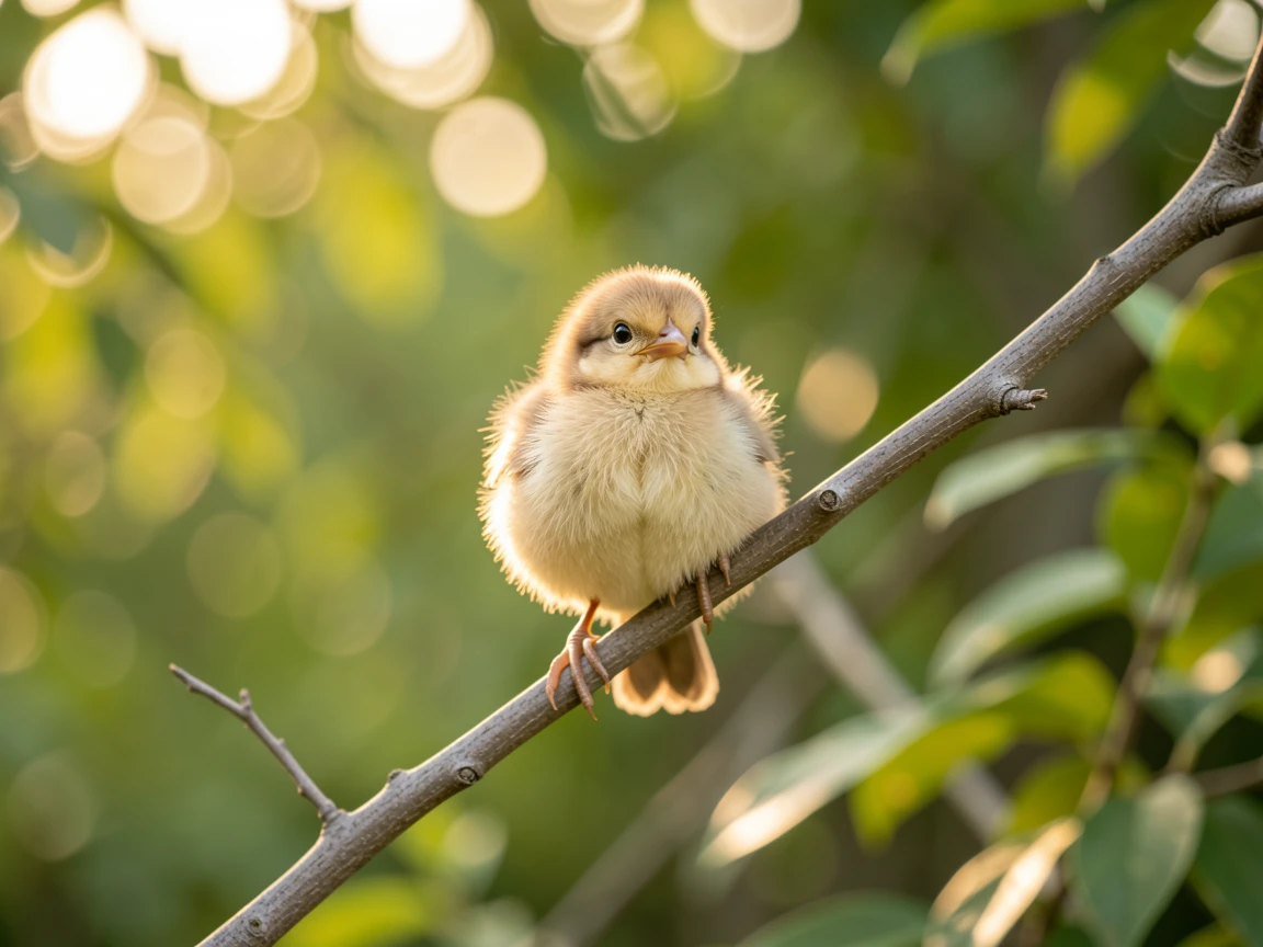 A cute baby bird, long shot