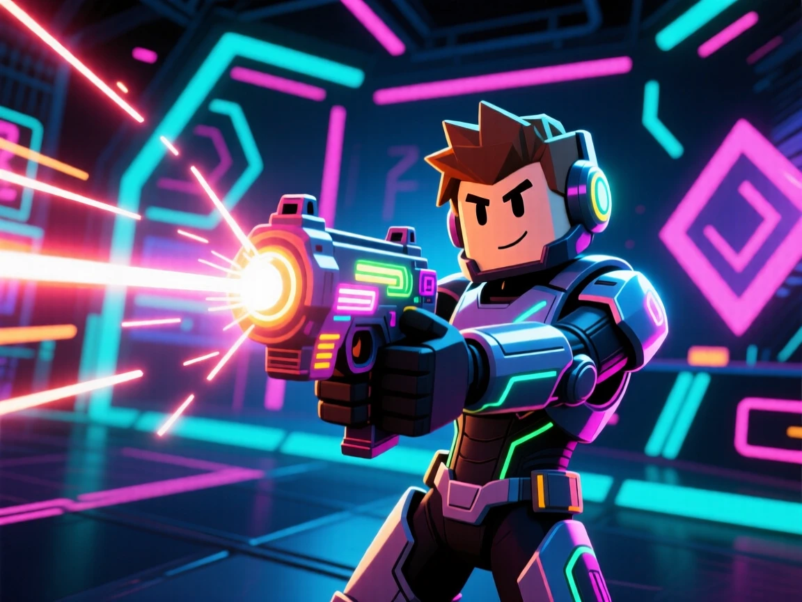 a roblox laser shooting game thumbnail