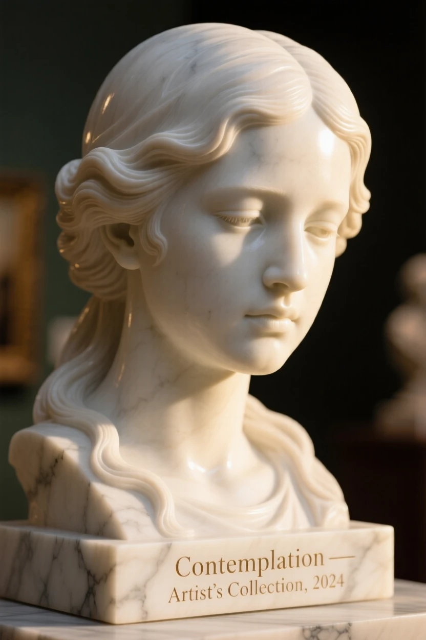A close-up portrait of a young woman, lost in quiet contemplation, bathed in golden hour light, radiating quiet emotion and dignity