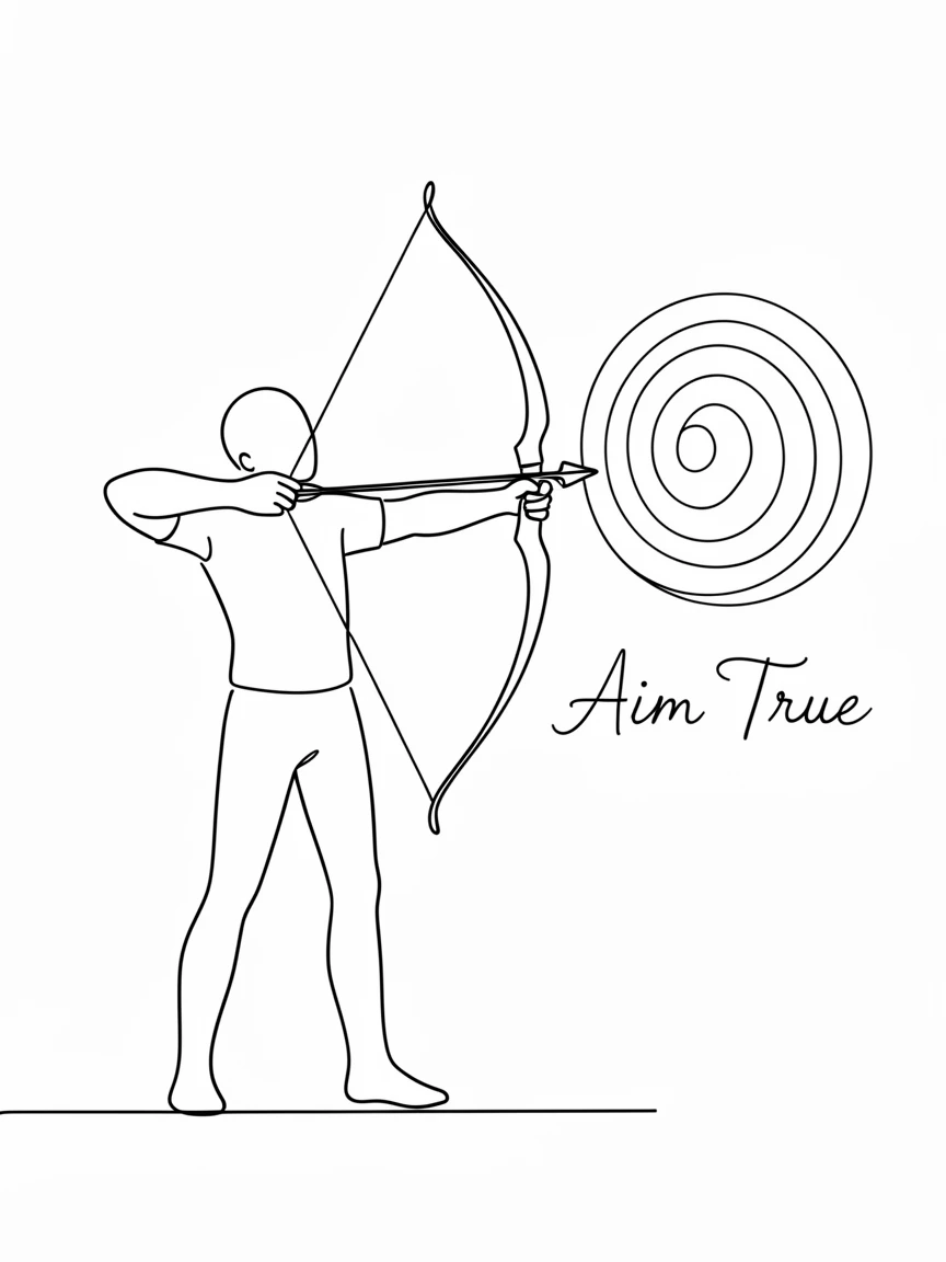 A archer drawing a bow at an outdoor target range