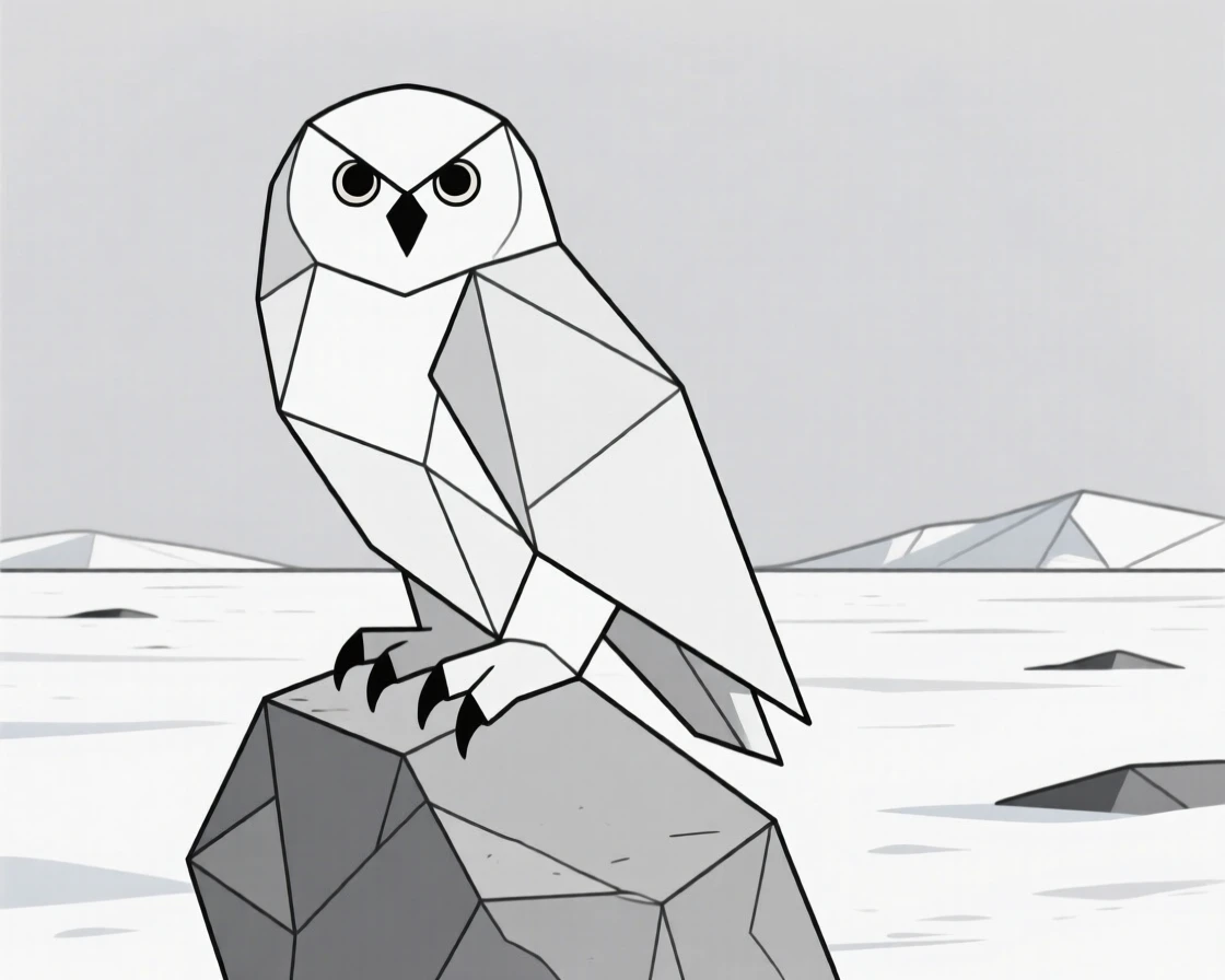 A snowy owl perched on an arctic tundra rock