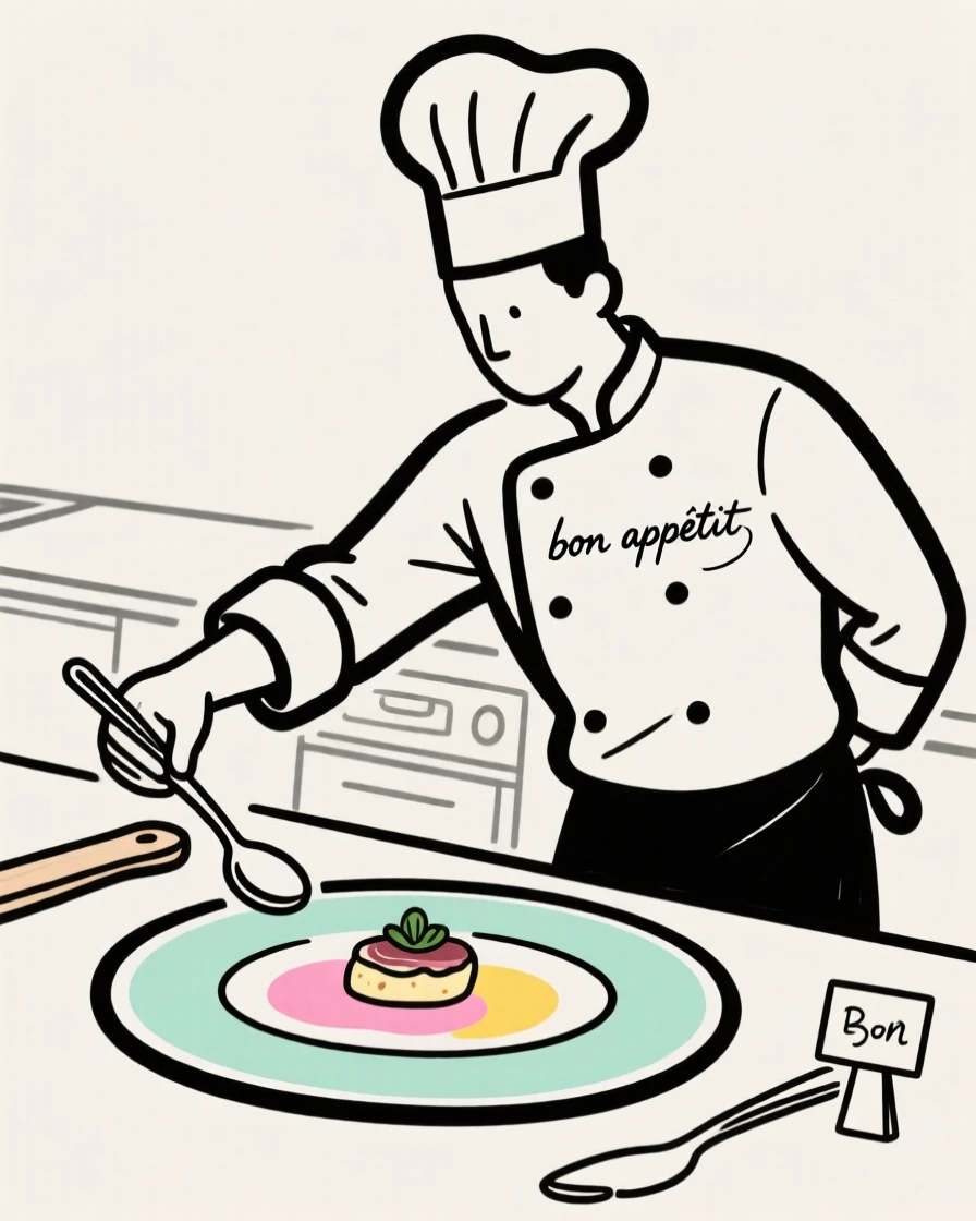 A chef plating a gourmet dish