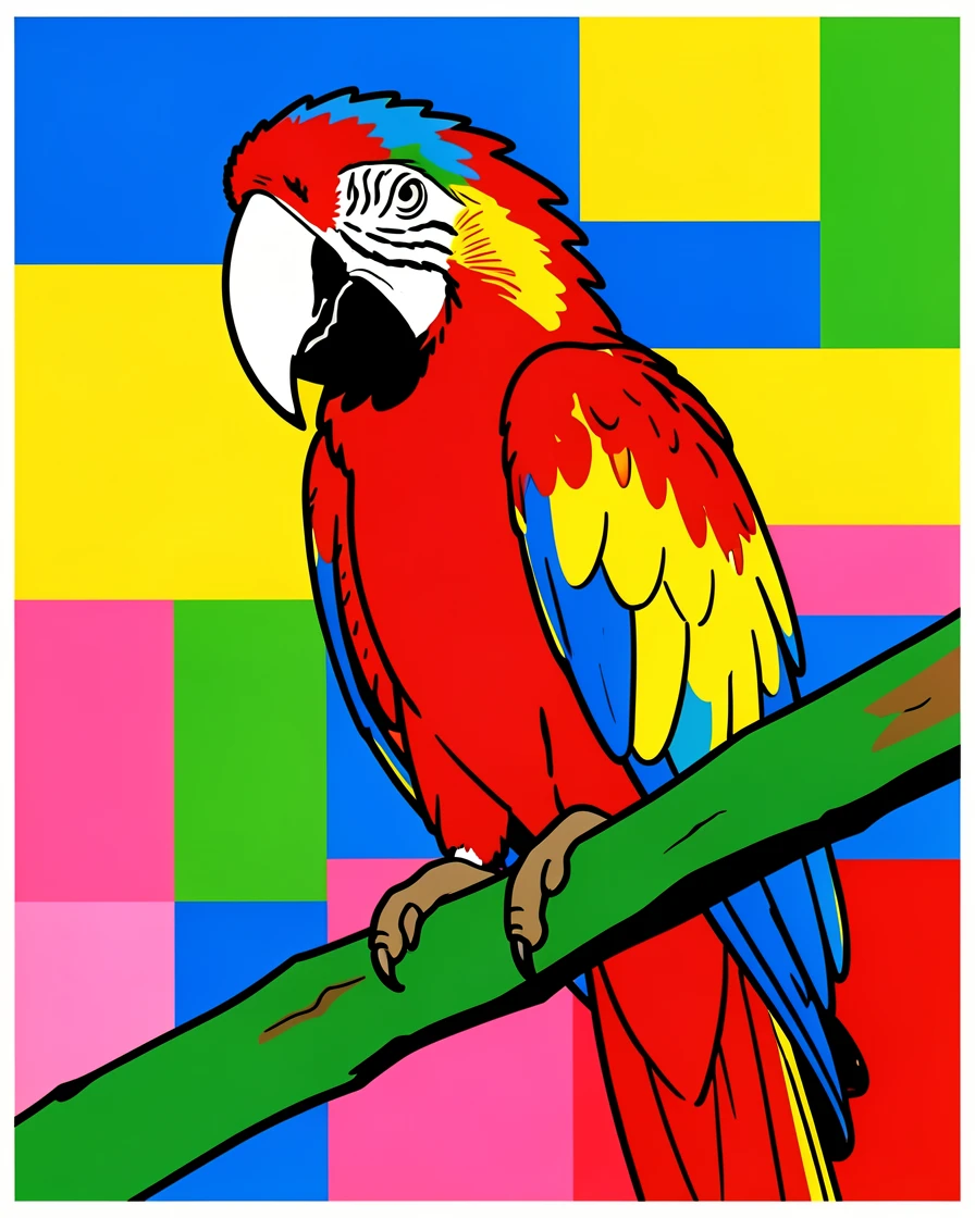 Scarlet macaw perched on a tropical branch