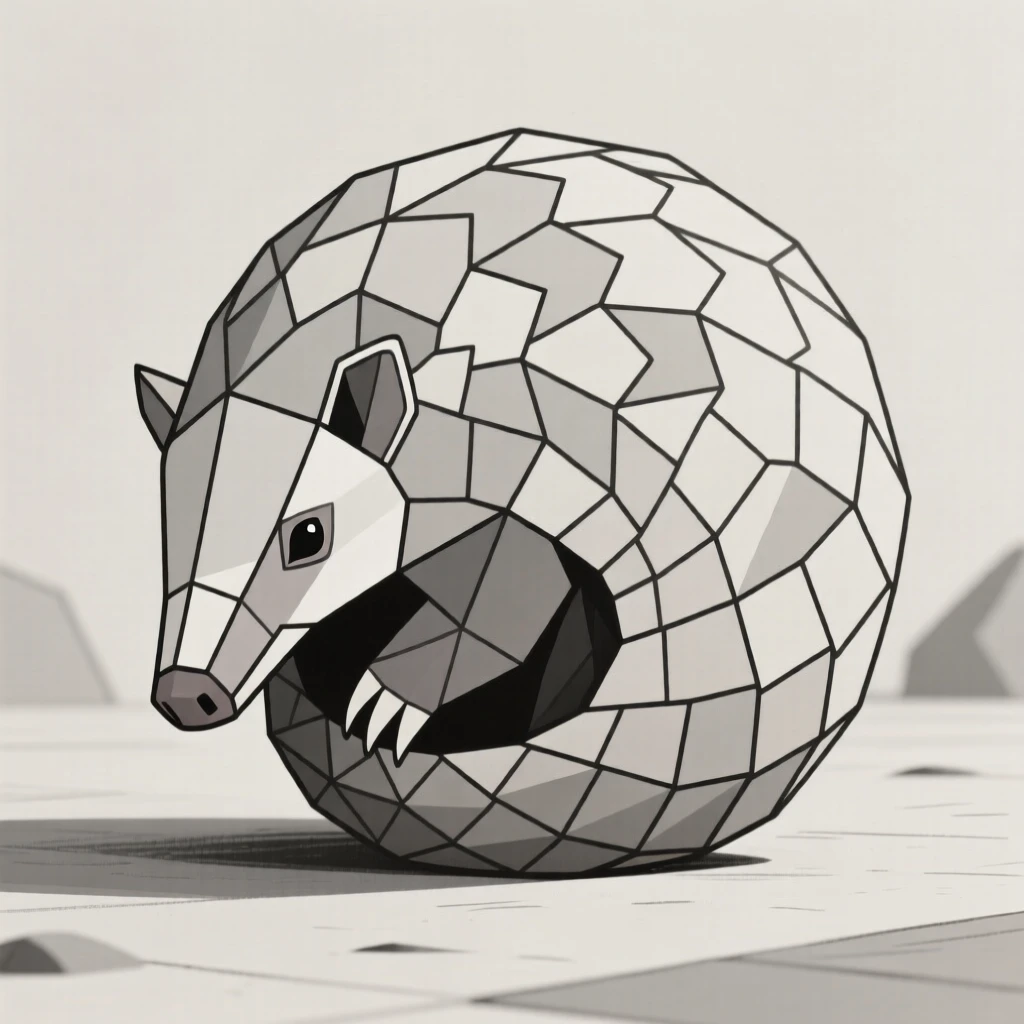 A pangolin curled into a protective ball