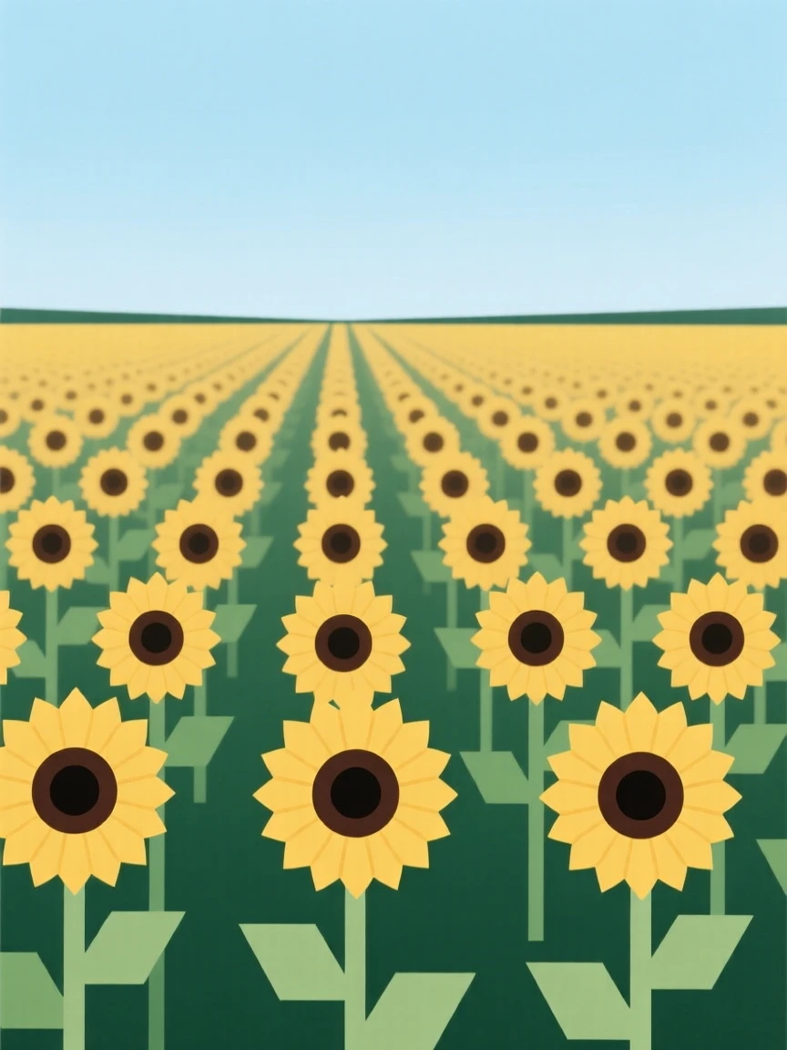 A field of sunflowers stretching to the horizon