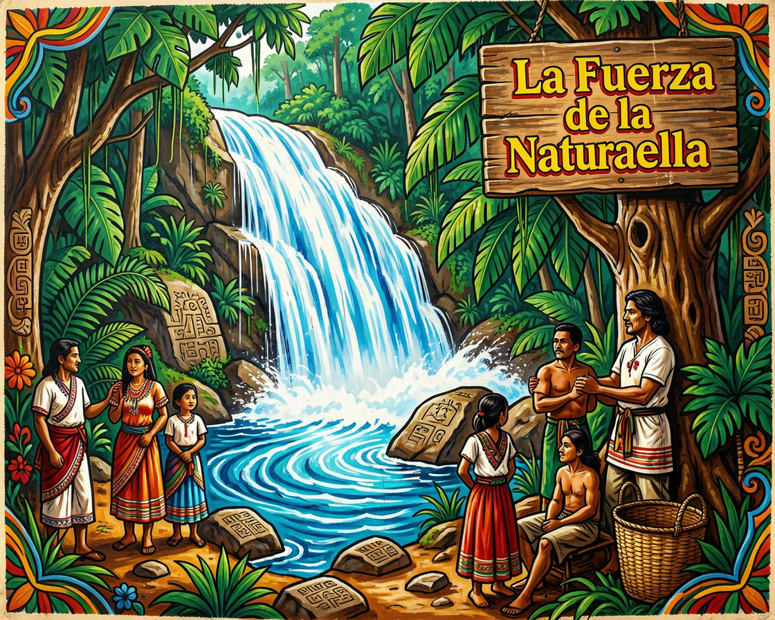 A thundering waterfall cascading through a dense tropical rainforest
