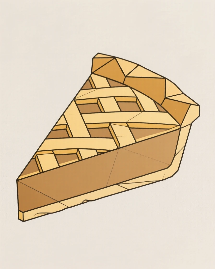 A slice of pie with a golden lattice crust