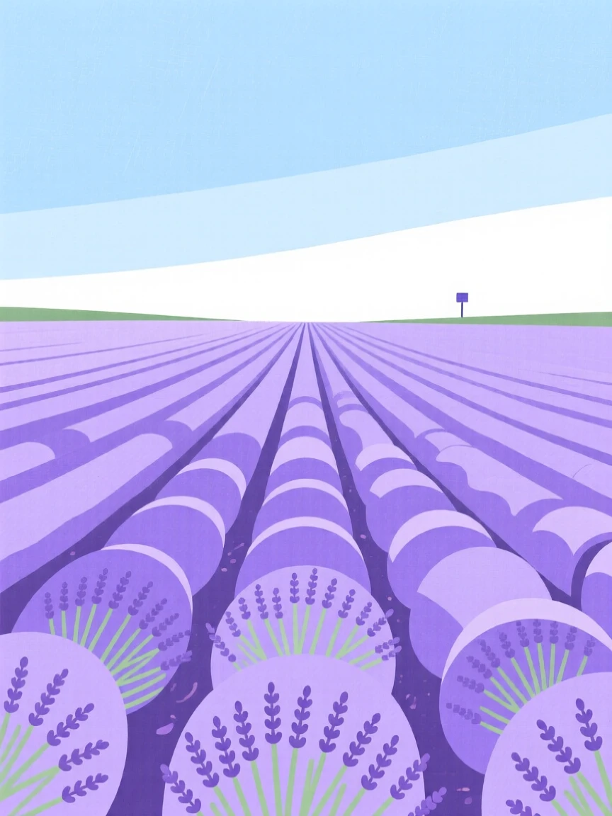 A vast field of lavender stretching to the horizon under a wide open sky.