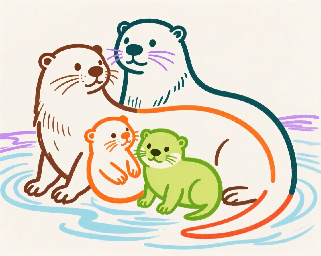 A family of otters.