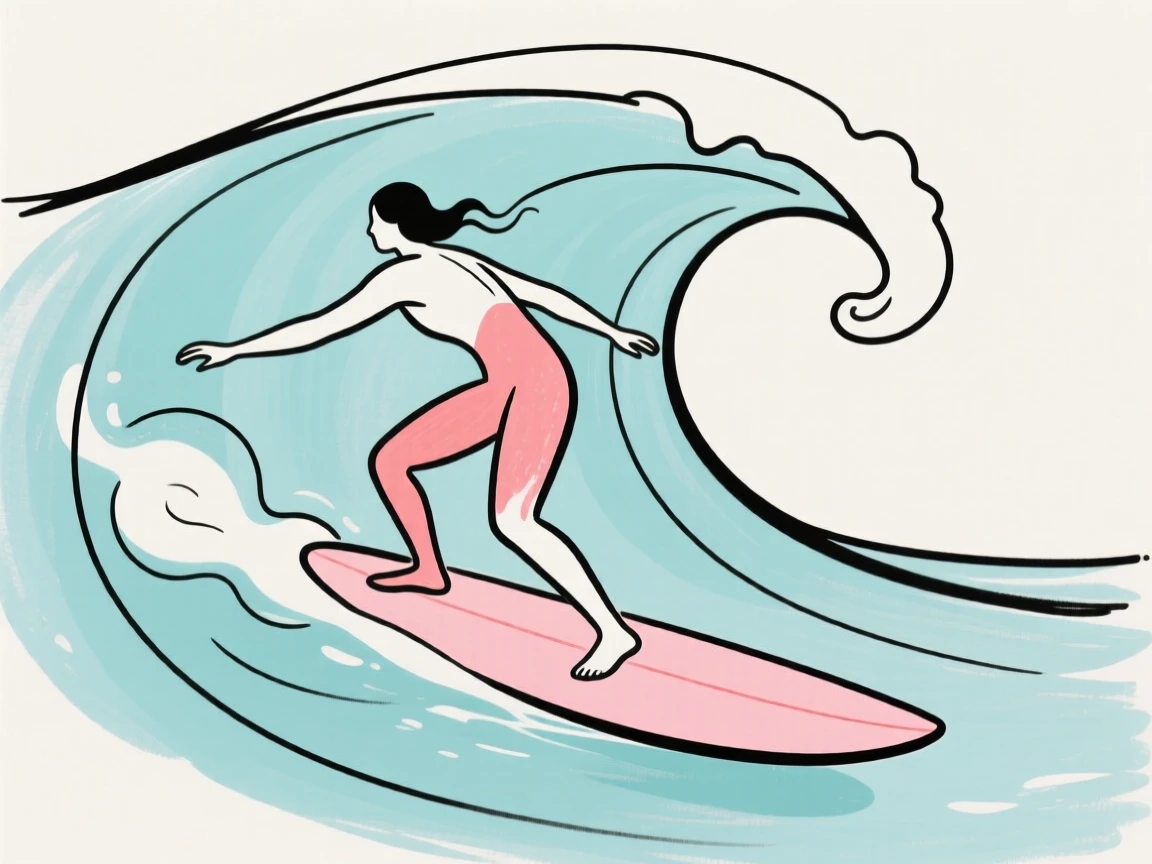 A surfer paddling into a wave