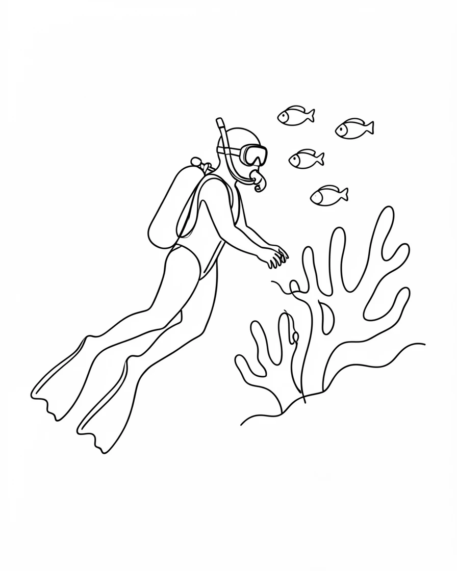 A scuba diver exploring a vibrant coral reef teeming with fish