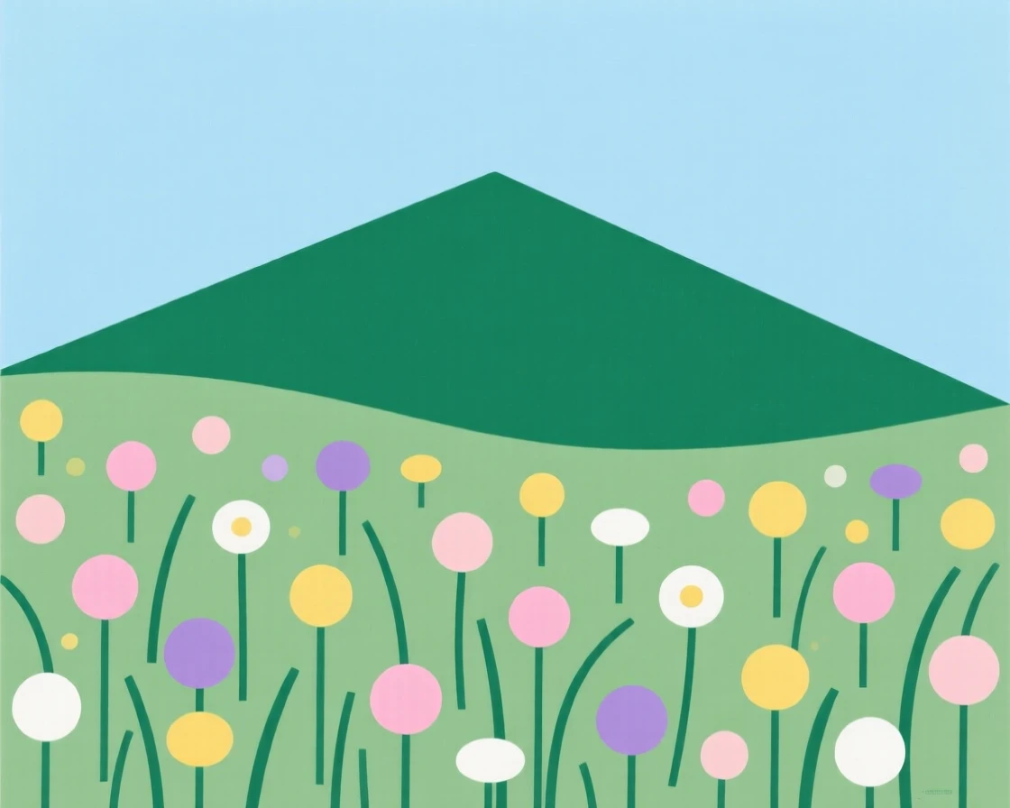 A quiet meadow filled with wildflowers in spring