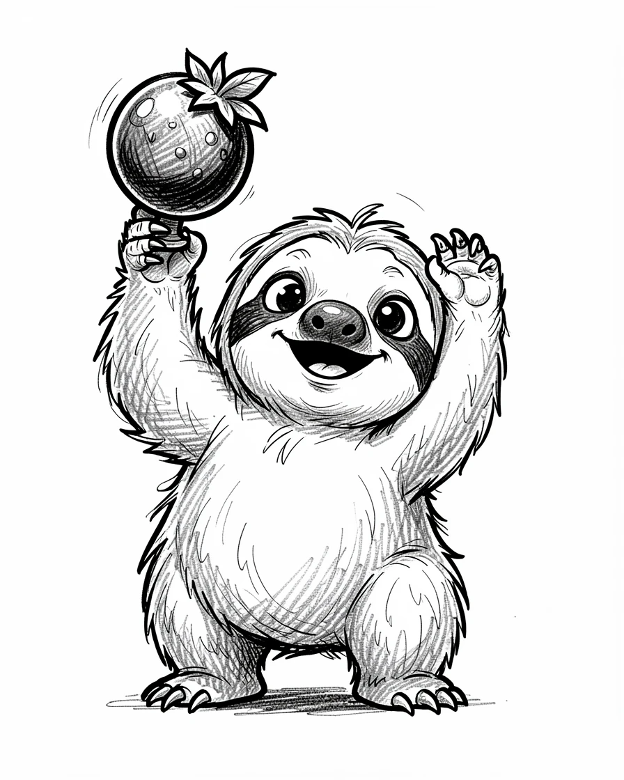 A baby sloth carrying a berry like a trophy.