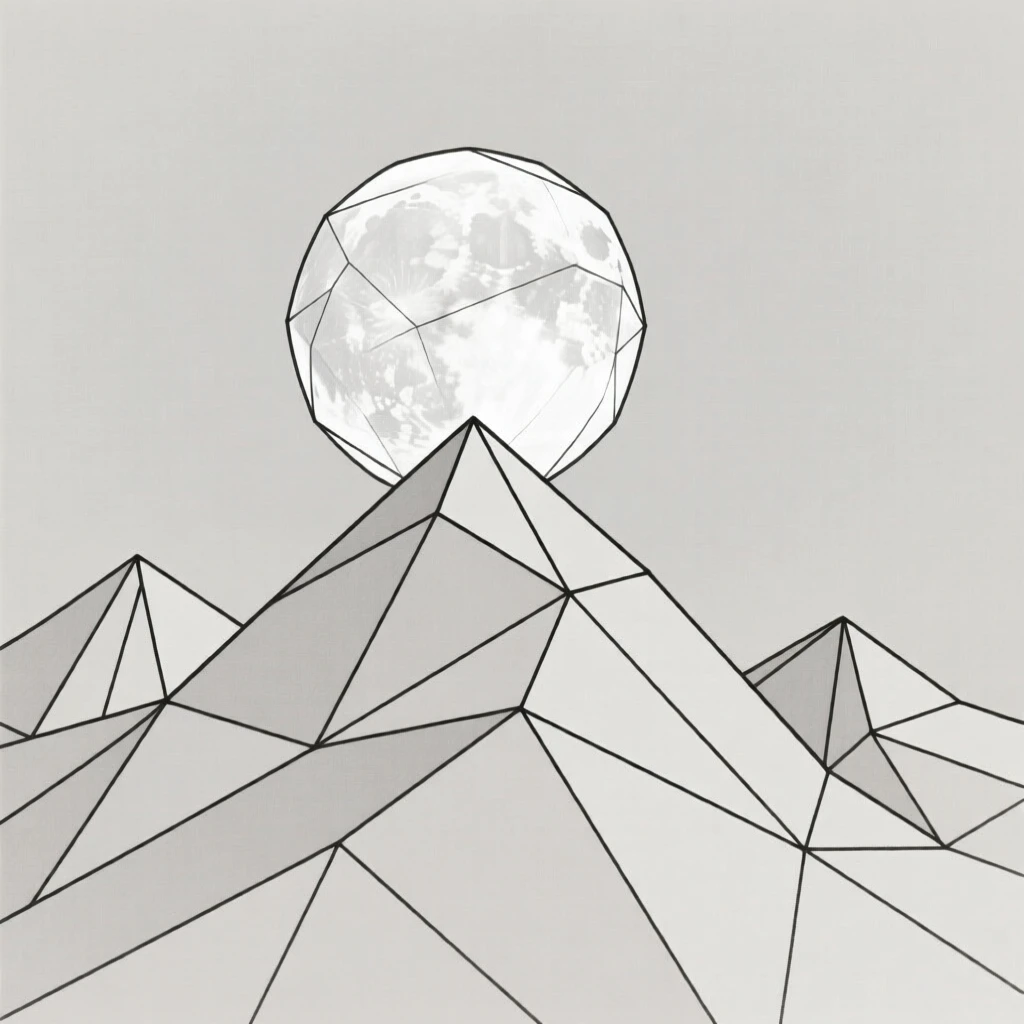 A full moon rising over a mountain ridge