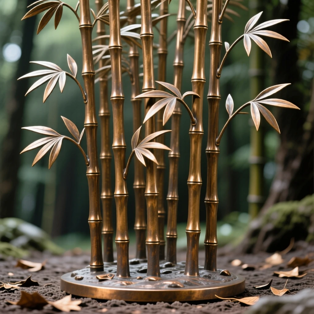 A tranquil bamboo grove swaying in a gentle breeze, with a striking sense of depth and distance, offering a breathtaking sense of place