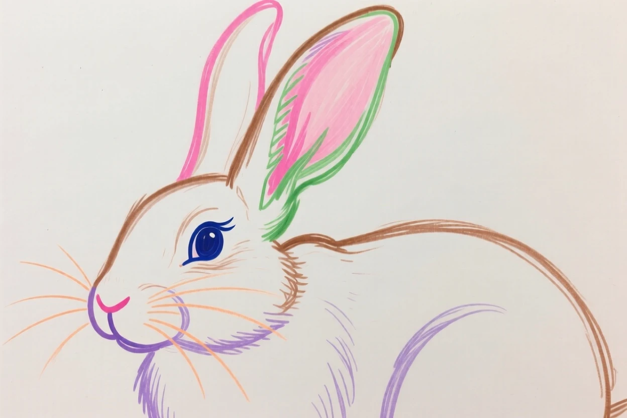 A rabbit with long ears.
