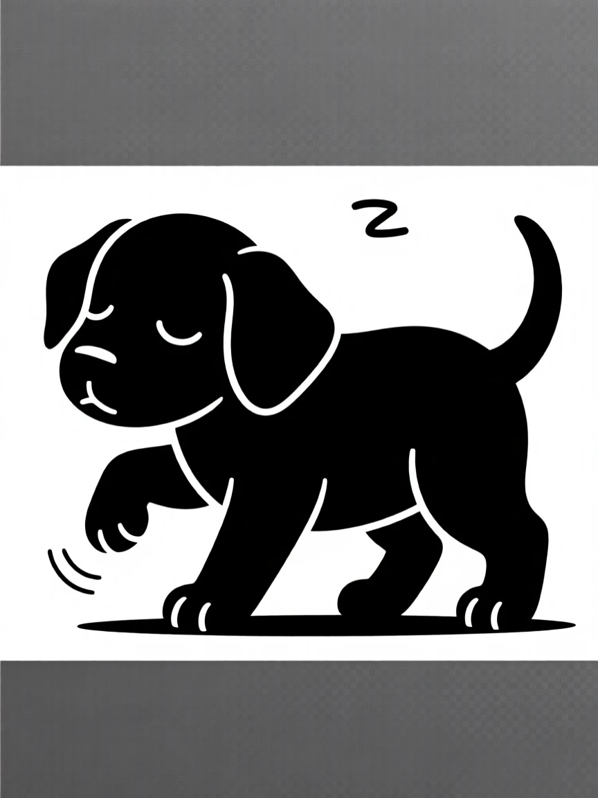A puppy falling asleep mid-play.