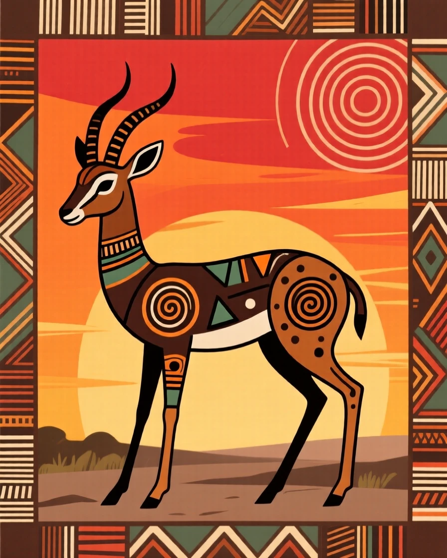 A klipspringer framed by a fiery sunset sky.