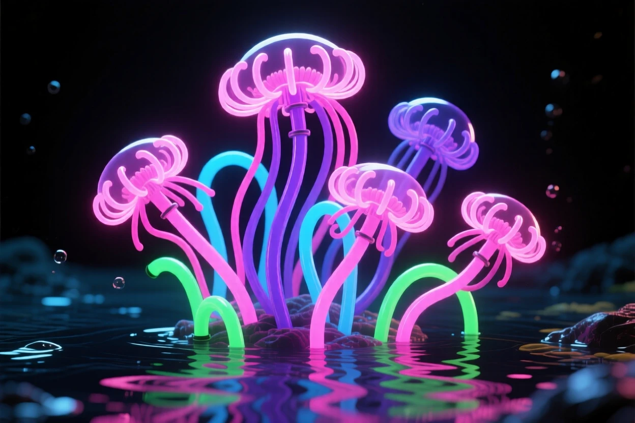 A cluster of anemones swaying gently in a tide pool.