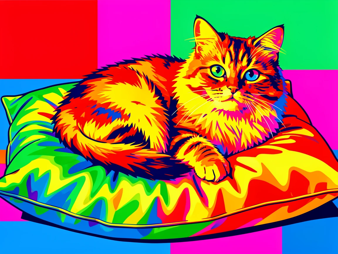 Persian cat lounging on a satin pillow
