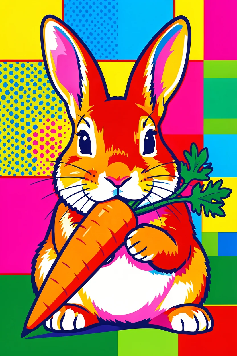 Bunny rabbit nibbling on a carrot in a garden
