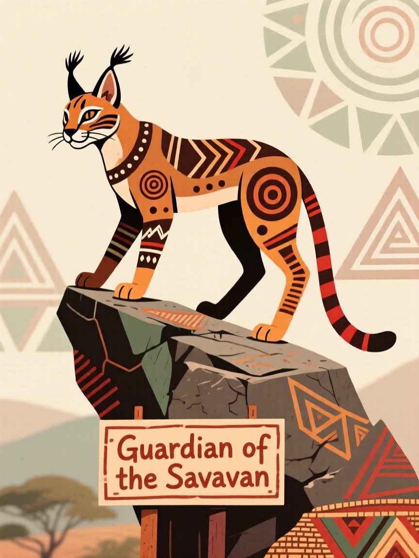 A caracal balancing on a rocky ledge.