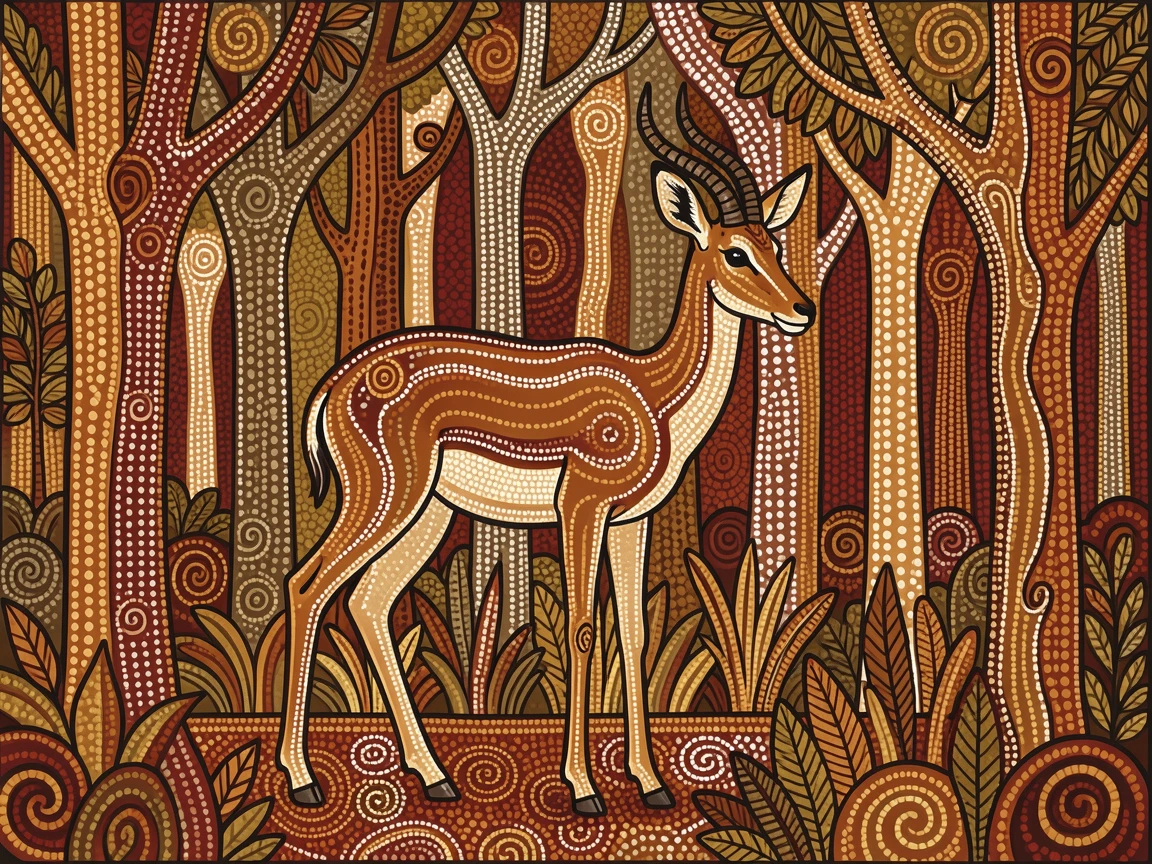 A impala pausing at the edge of a forest