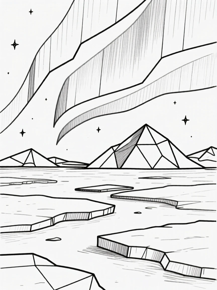 A vast icy tundra under the northern lights
