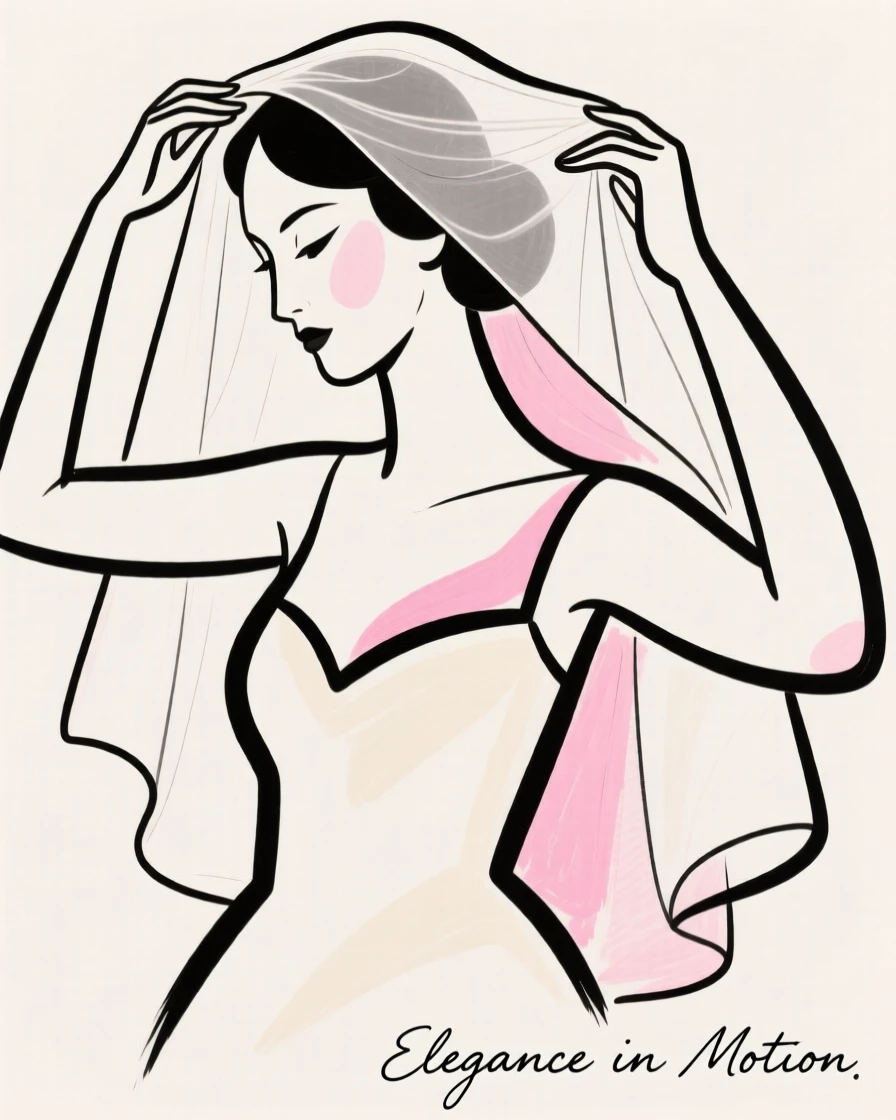 A bride adjusting her veil