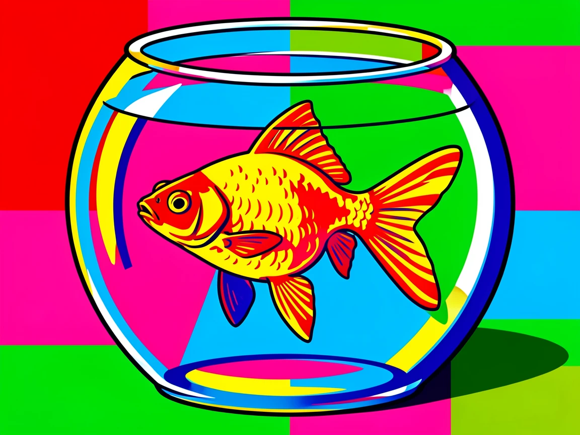 Goldfish swimming in a round glass bowl