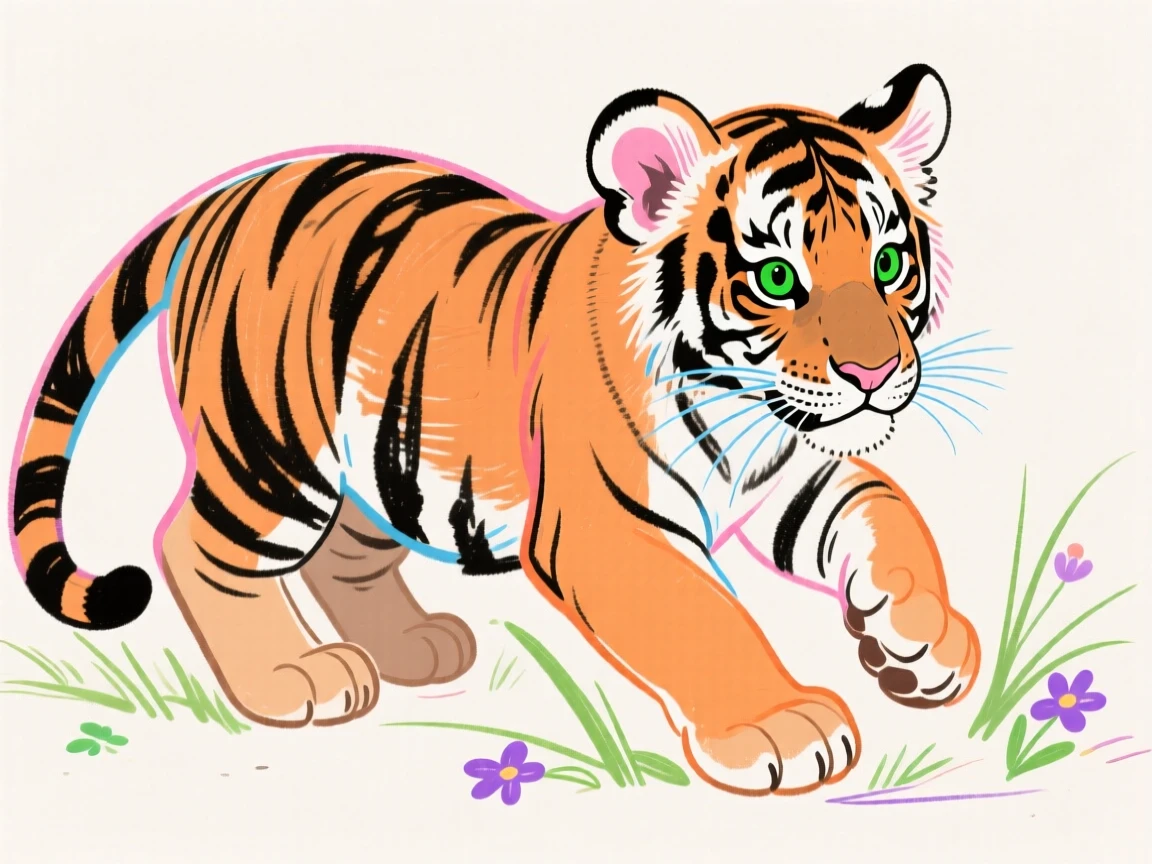 A tiger cub playing.