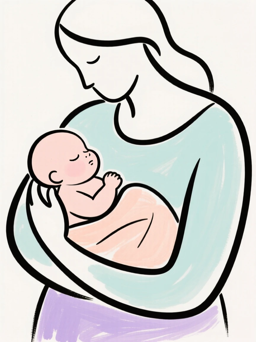 A newborn baby sleeping in a parent's arms