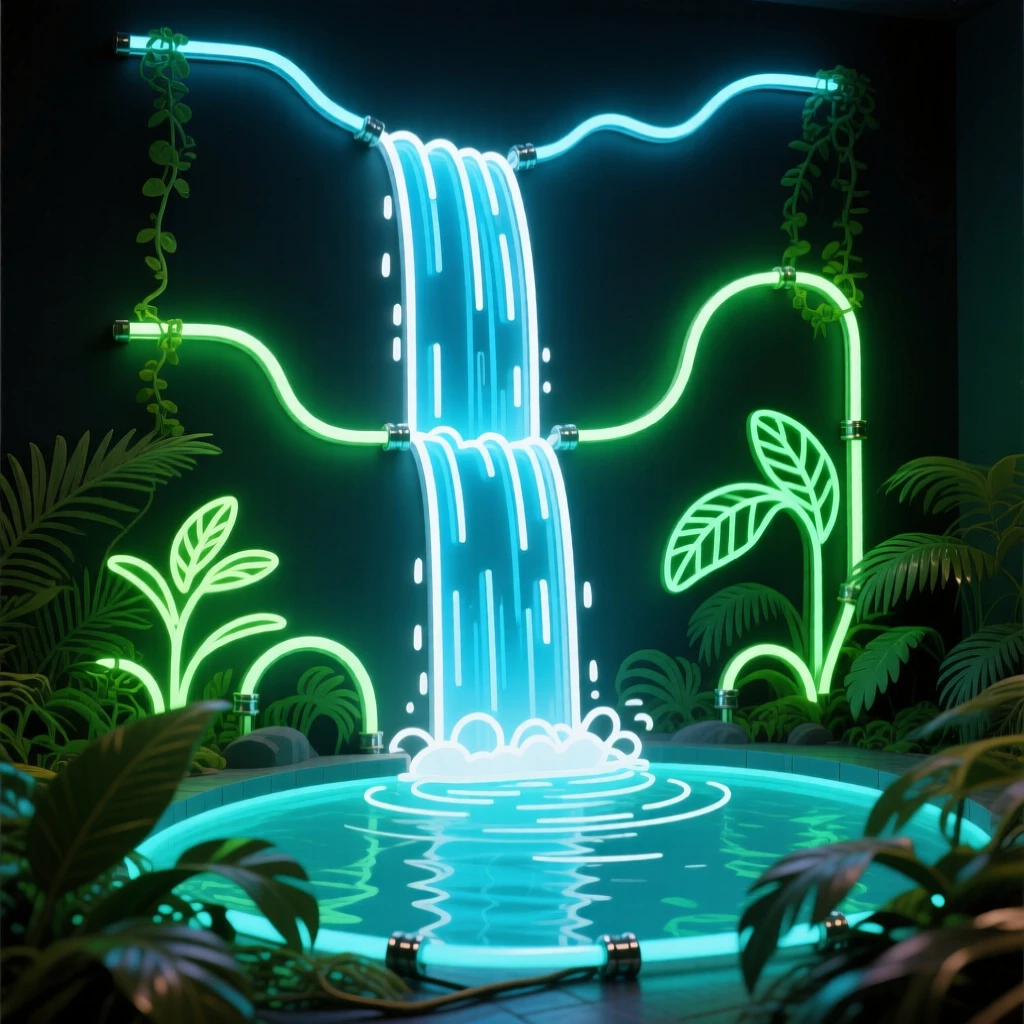 A towering waterfall crashing into a jungle pool below.