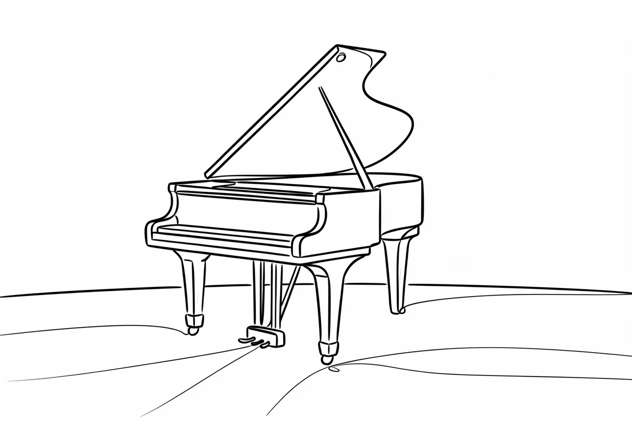 A grand piano standing alone on an empty concert hall stage