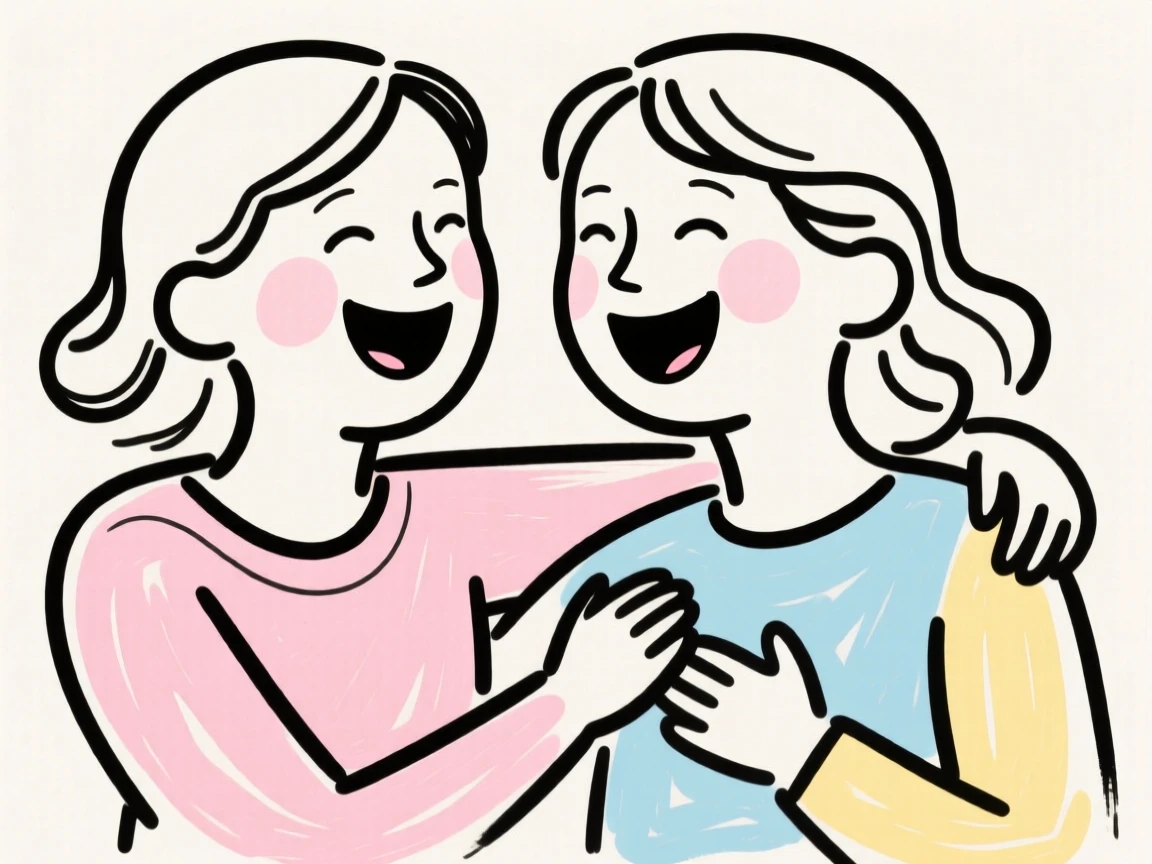 Twin siblings laughing together