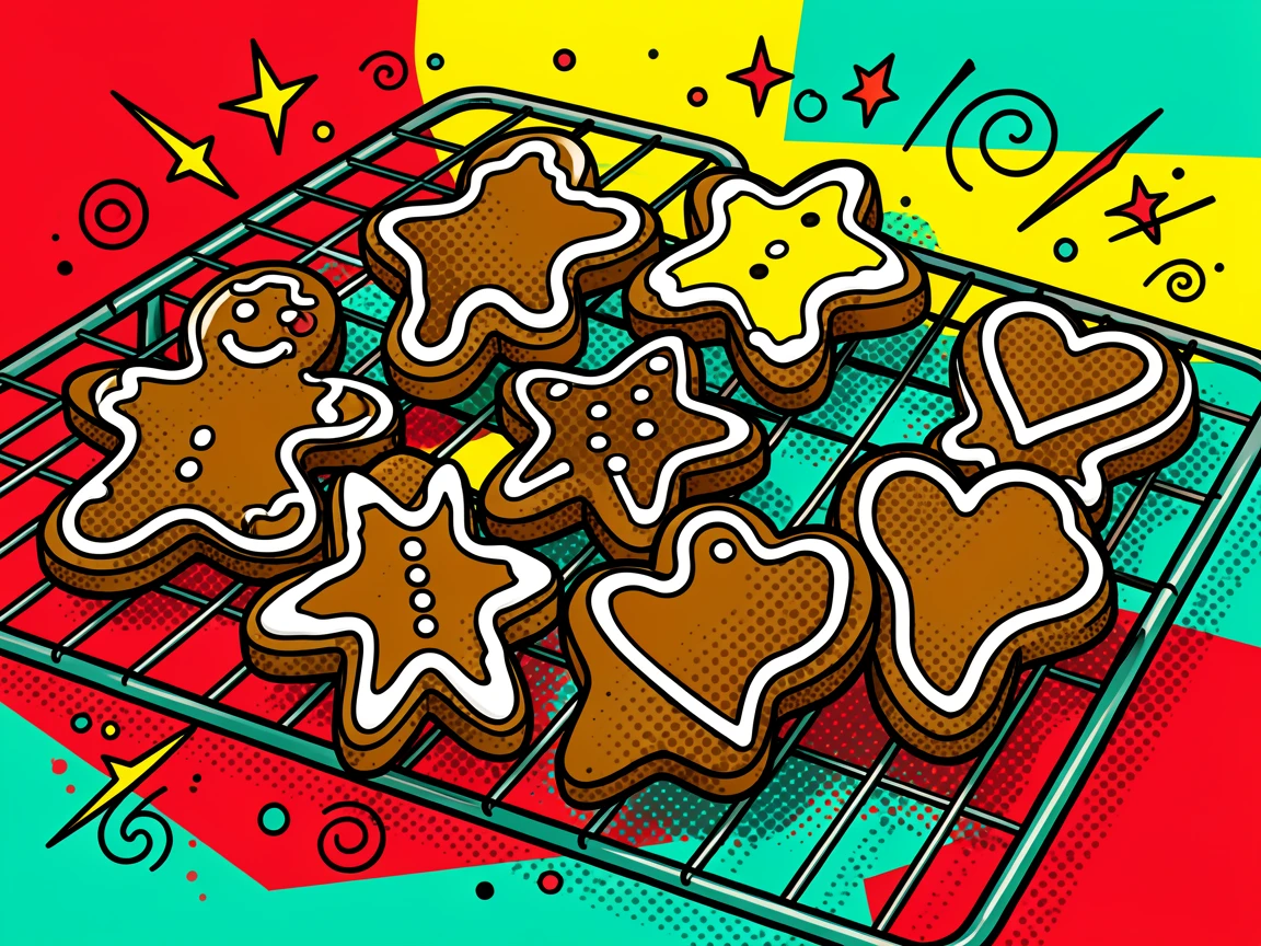 A batch of fresh gingerbread cookies cooling on a rack